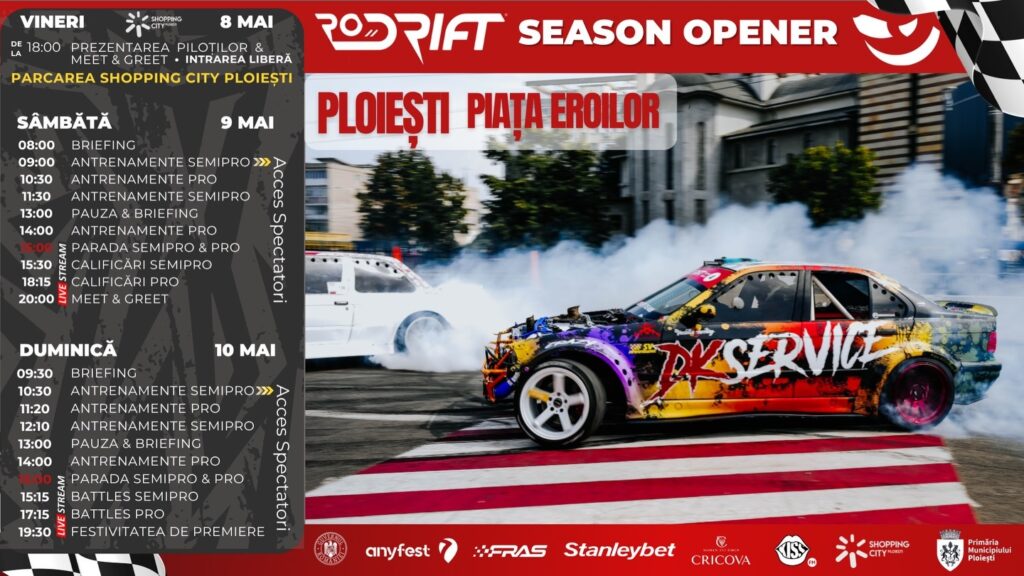Restricționări în circulația rutieră pe străzile Emile Zola, Vasile Lupu, Văleni, General Vasile Milea și Bulevardul Republicii pentru desfășurarea Campionatului Național de Drift 2026 – Etapa I, în perioada 08 -11 mai