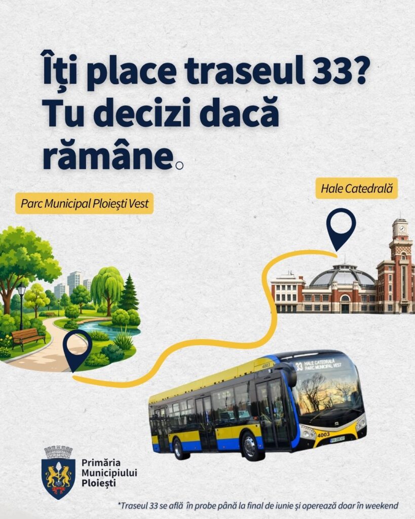 Viitorul traseului 33, Hale Catedrală – Parcul Municipal Ploiești Vest, depinde de numărul de călători!
