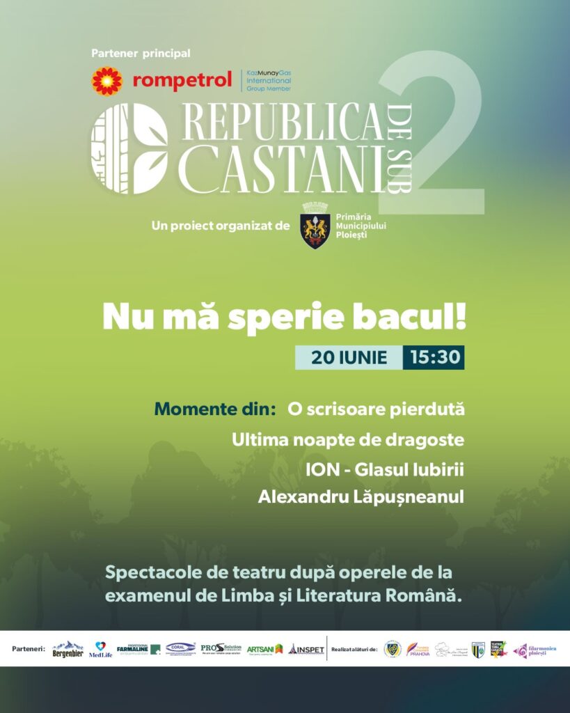 Proiect educațional inedit, găzduit de evenimentul “Republica de sub Castani”, sâmbătă, 20 iunie a.c.!
