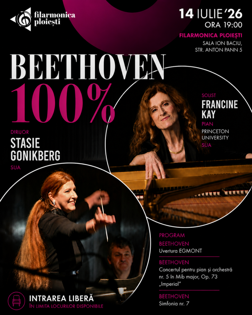 BEETHOVEN 100% – o seară dedicată în exclusivitate creației marelui compozitor german, în stagiunea estivală a Filarmonicii Ploiești