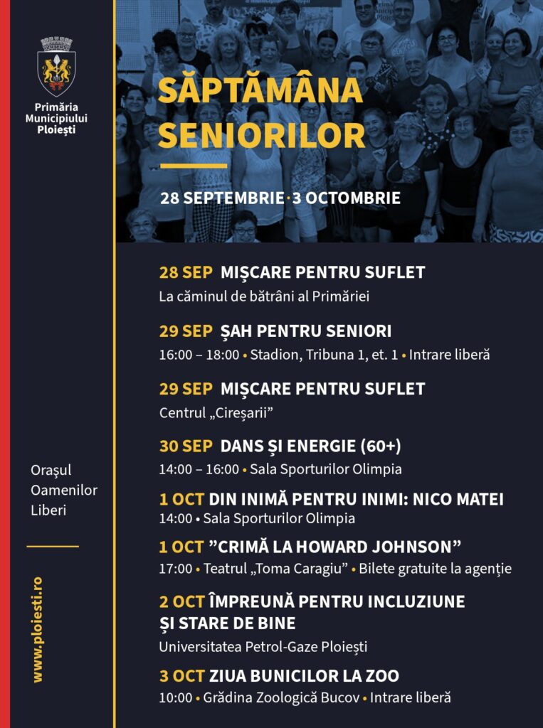 Primăria Municipiului Ploiești celebrează seniorii orașului cu o serie de activități dedicate acestora!